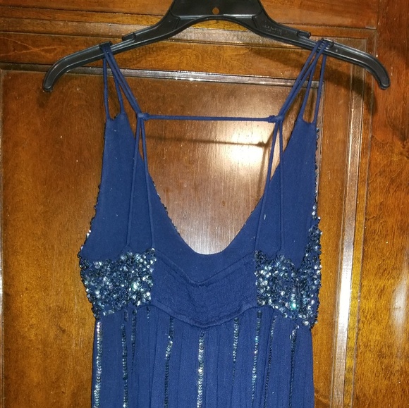 Free People Blue Sequins Evening Top - Picture 4 of 5